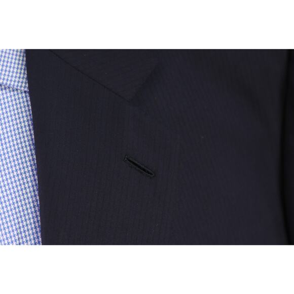 Brioni Navy Blue Tonestripe Super 180's Wool 2-Btn Blazer Jacket 50R - Picture 5 of 13